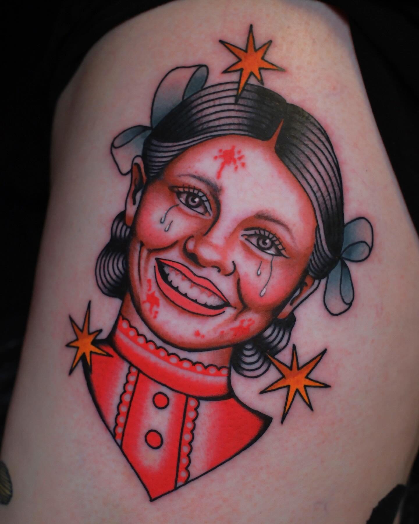 ⭐️ Pearl ⭐️ by @moira.ramone 

#pearl #miagoth #horrormovietattoo #pearltattoo #pearlmovie #miagothtattoo