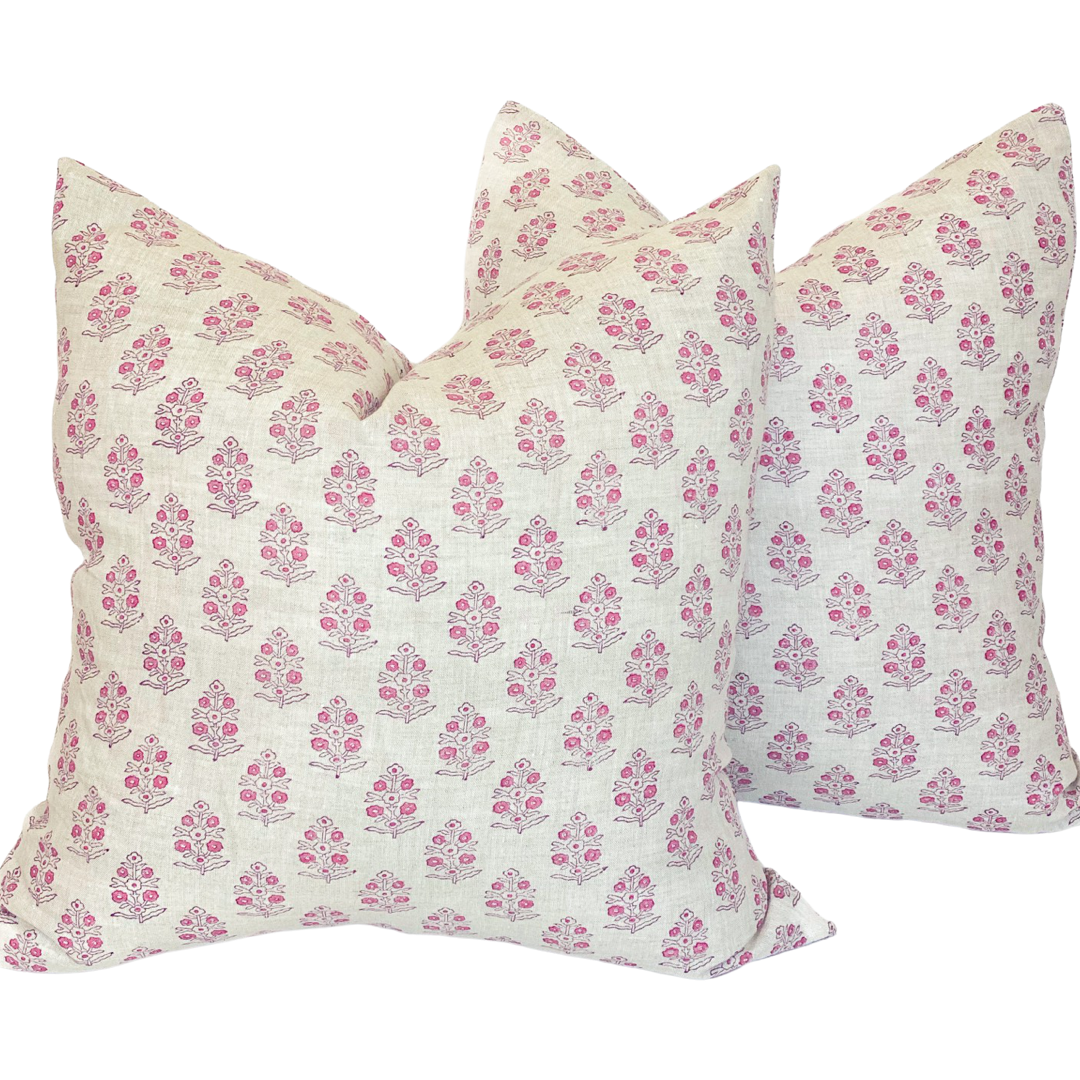 Pink Block Print Pillows