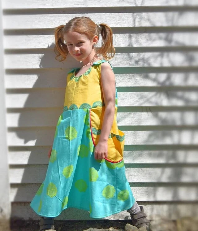 My little lady turned 7 in March. What! For her birthday I made this hand printed cotton dress. I am now selling these girls dresses on Etsy! Link is in bio, then click &lsquo;SHOP&rsquo;! #handmadedress #blockprinteddress #handprinteddress #girlssum