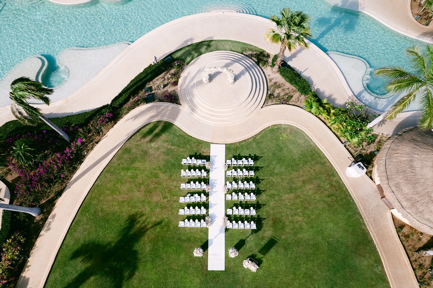 31 amazing hotel spot for wedding ceremony with decoration ready over grass at Dreams Riviera Cancun Mexico.JPG