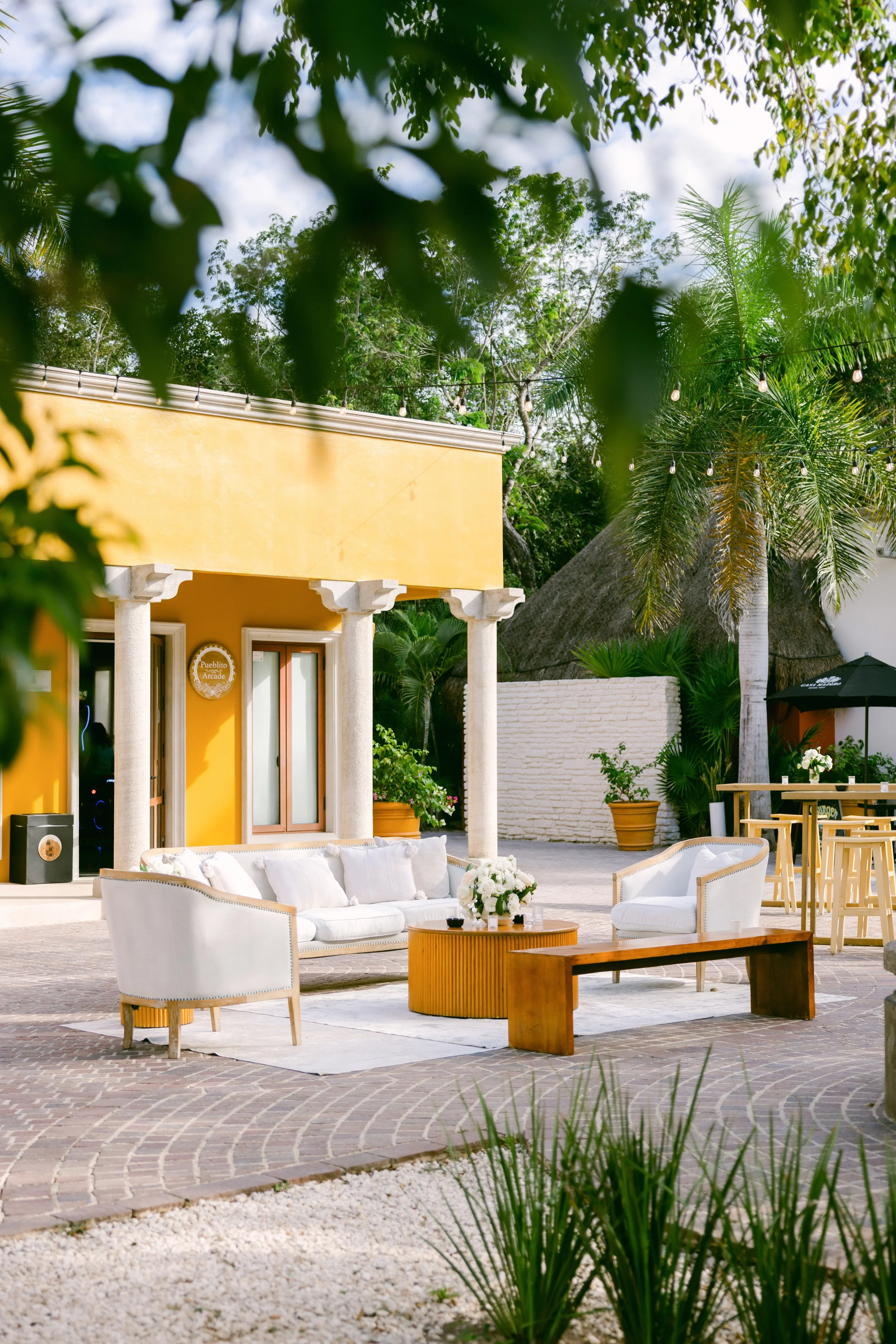 14 Beautiful wedding cocktail hour decoration at El Pueblito Mayakoba Riviera Maya.jpg