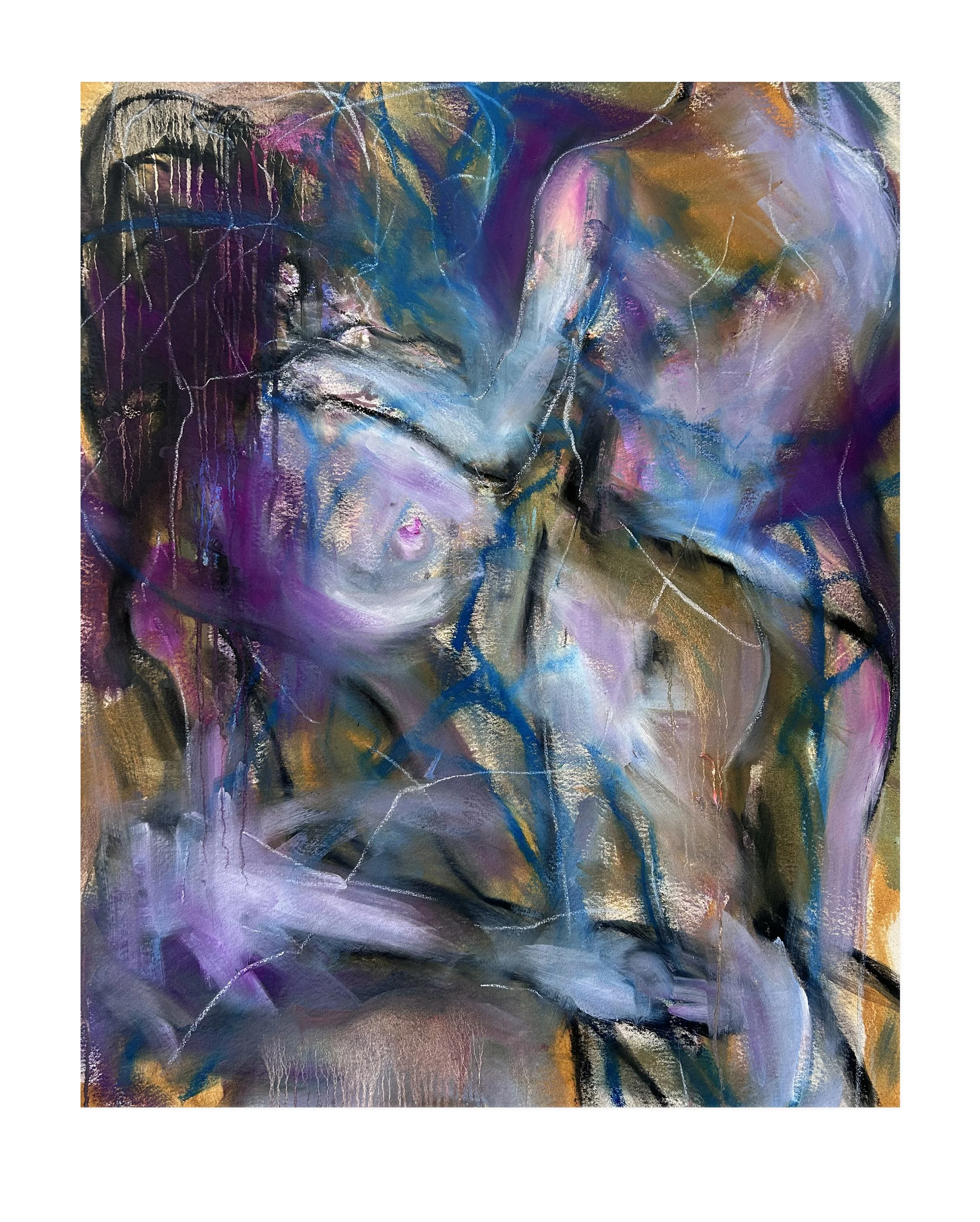 Moonlit Daydream, 46 x 36 in. Oil, Oil Pastel on Canvas