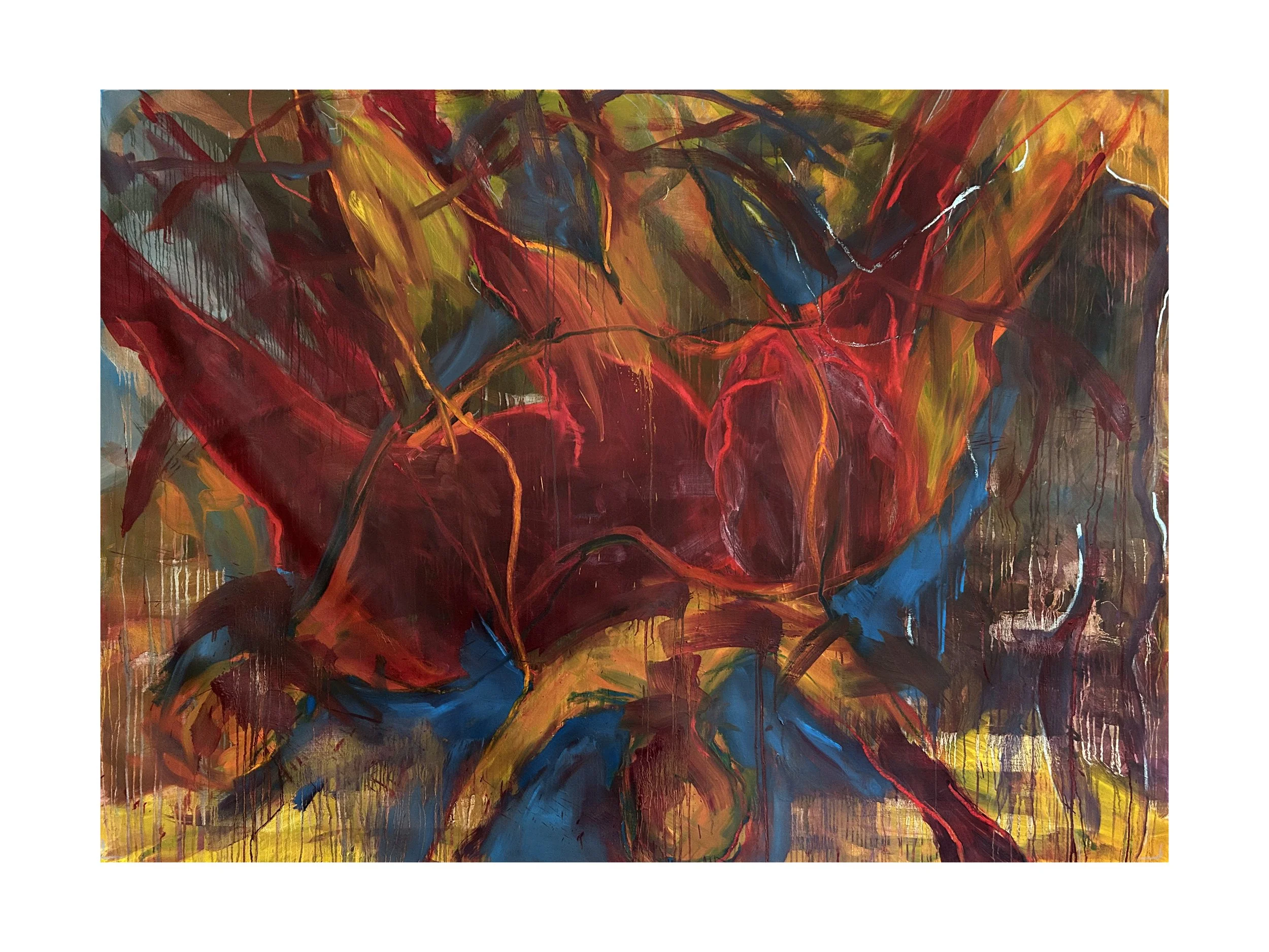 Devolve, 60 x 80 in. Oil, Oil Pastel, Enamel on Canvas