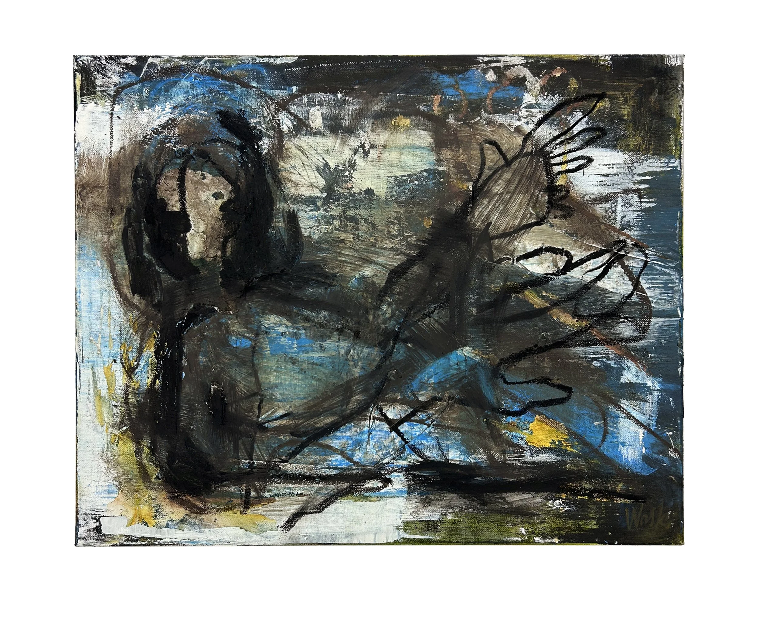 Breach, 16 x 20 in. Acrylic, Oil Pastel on Canvas