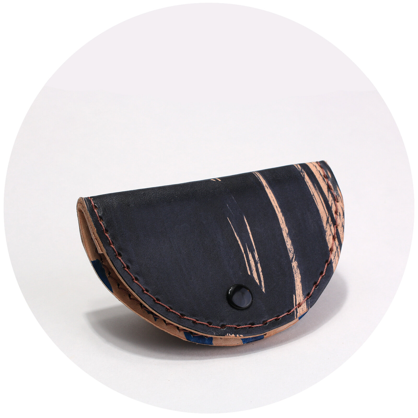 Hide + Seek Coin Purse in Black Brush/ Blue Brush Tip