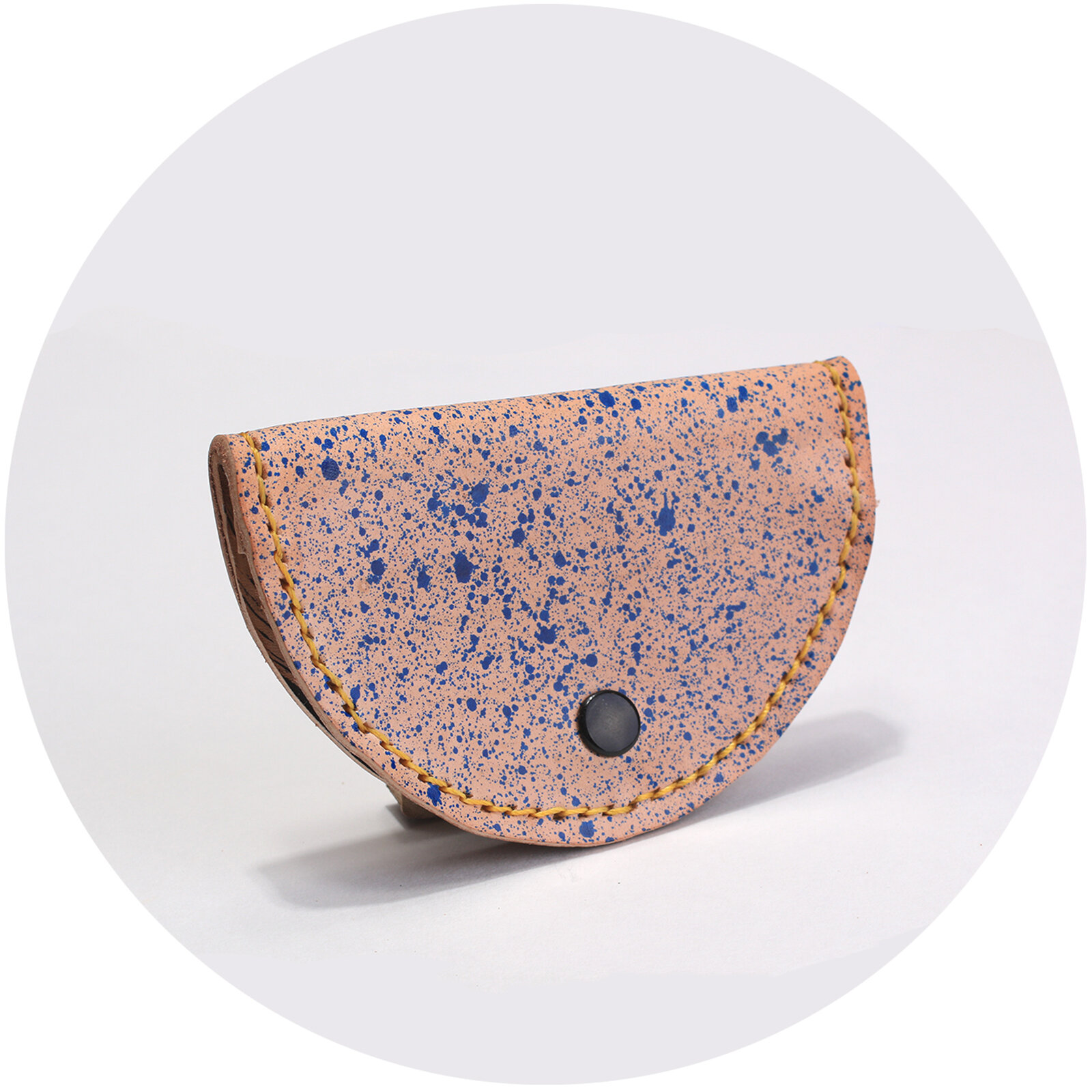 Hide + Seek Coin Purse in Blue Splatter / Black Brush