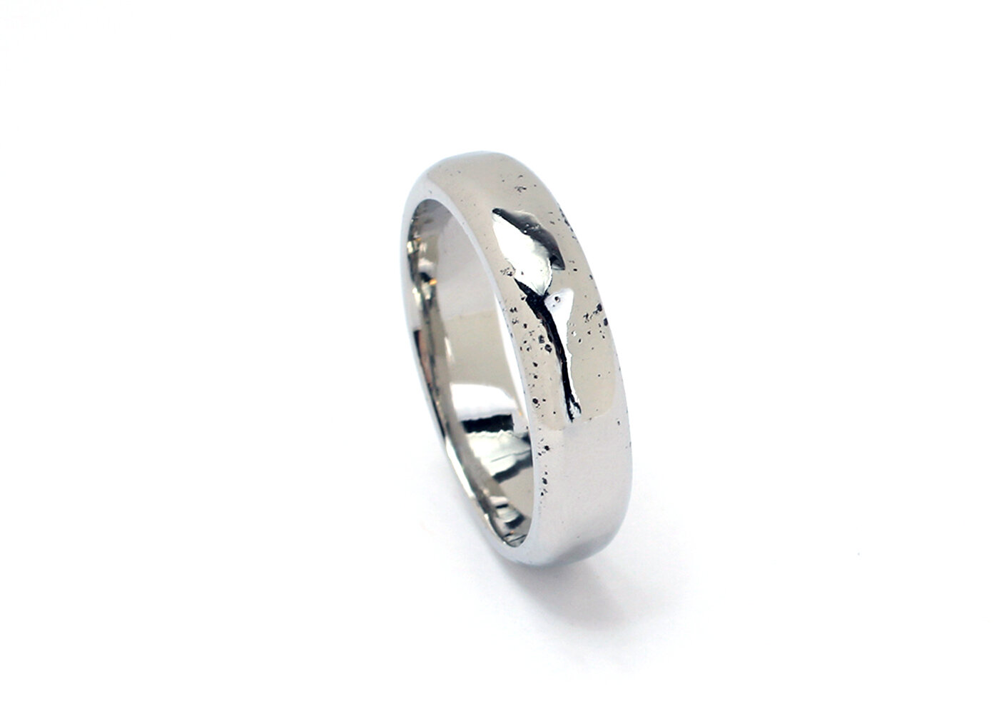 Distressed  Heirloom 18k White Gold Wedding Band