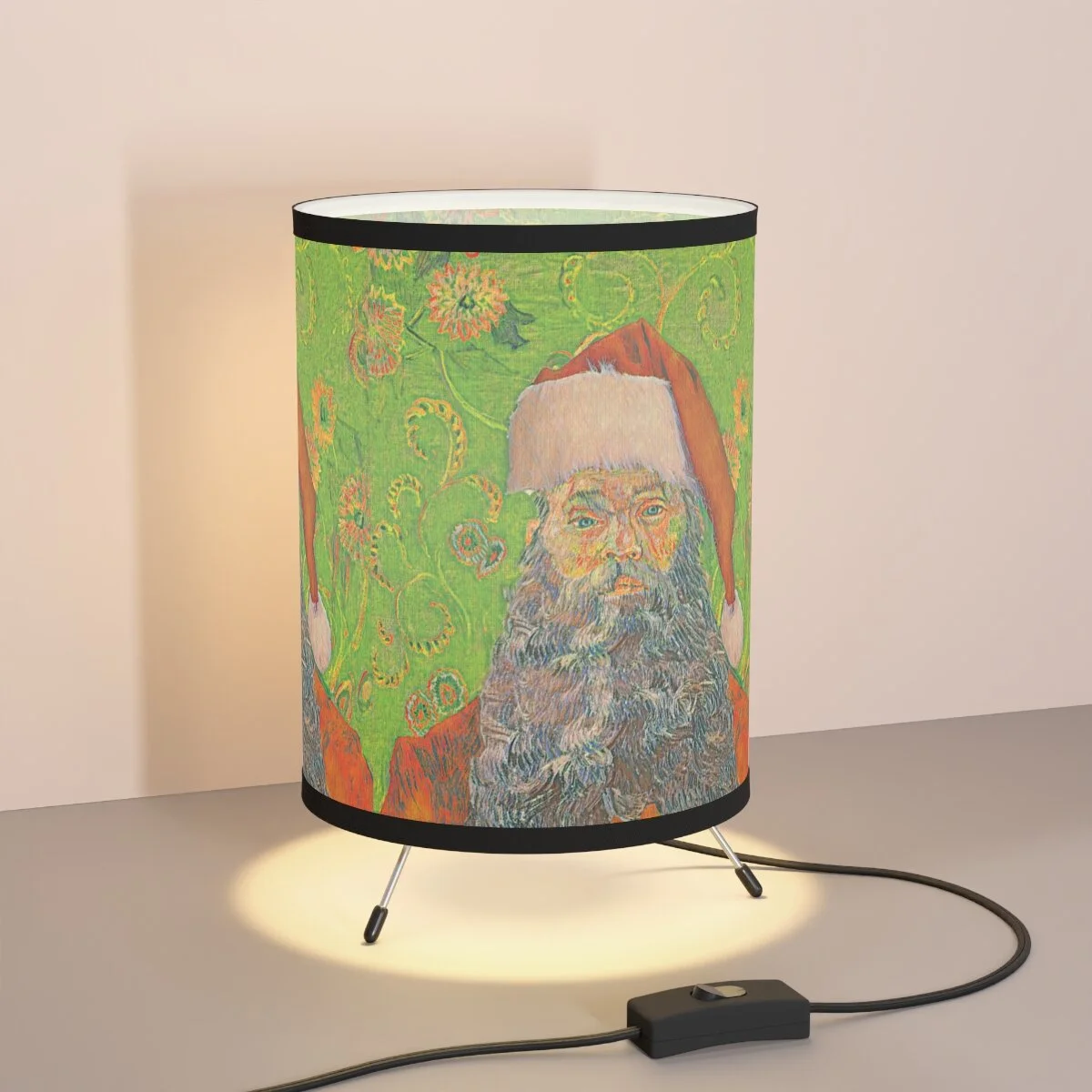 "﻿Gogh Santa Gogh" Tripod Lamp with High-Res Printed Shade