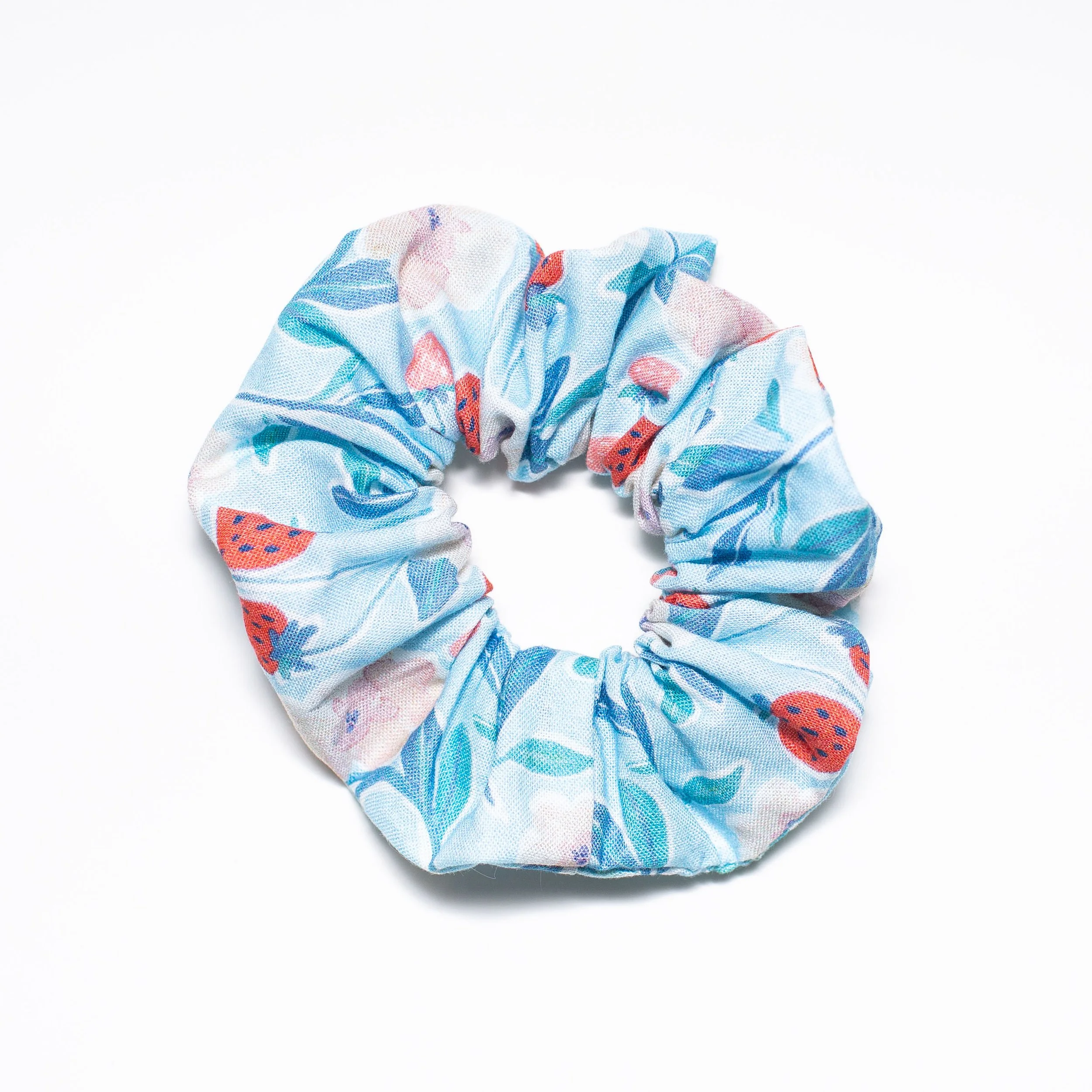 Strawberry Scrunchie in Sky Blue