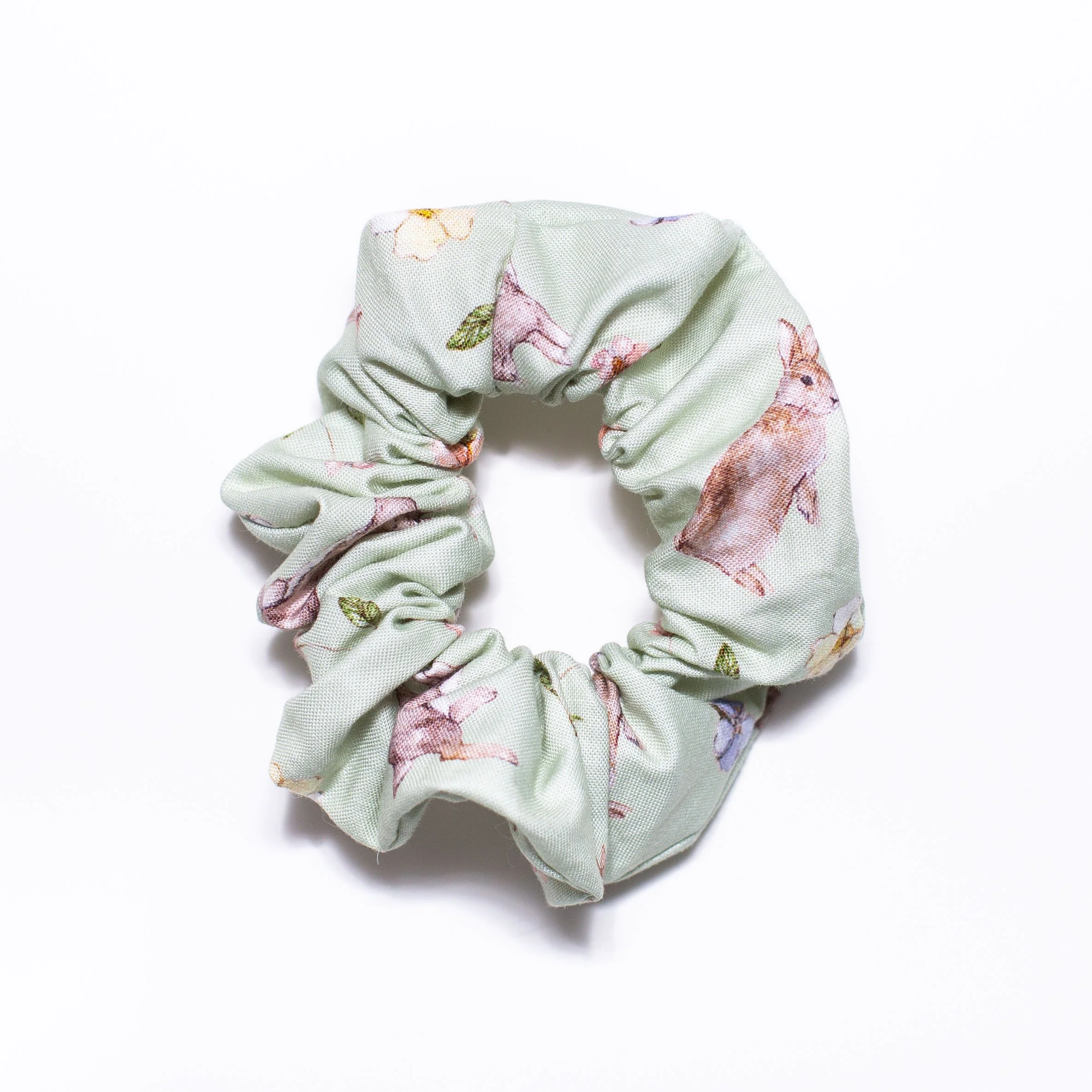 Brown Bunny Scrunchie in Sea Green