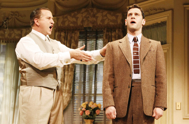  Anthony LaPaglia as Tito Merelli and Justin Bartha as Max in &nbsp;Lend Me a Tenor.  (Photo: Joan Marcus) 