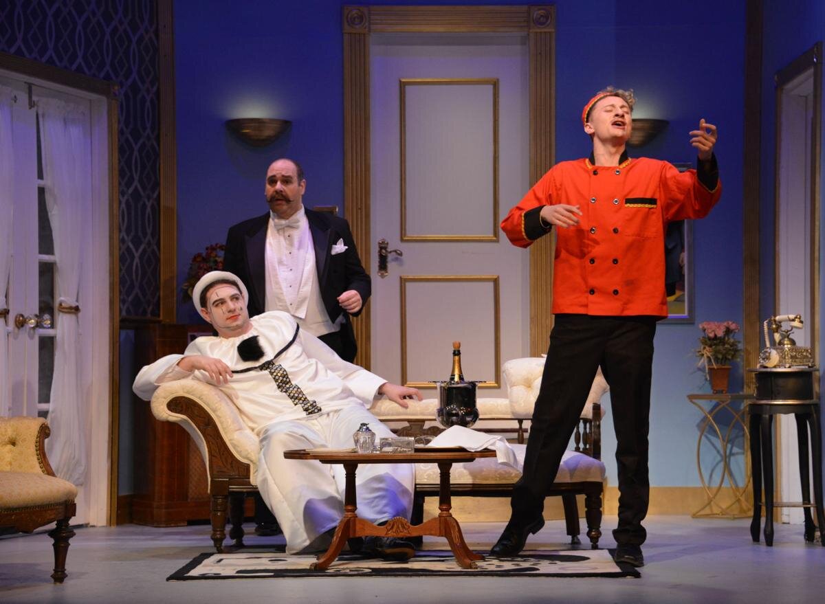  Nick Frederick, Joe Colossi and Bodi Johnson in  Lend Me A Tenor . Photo: Bryan Clifford 