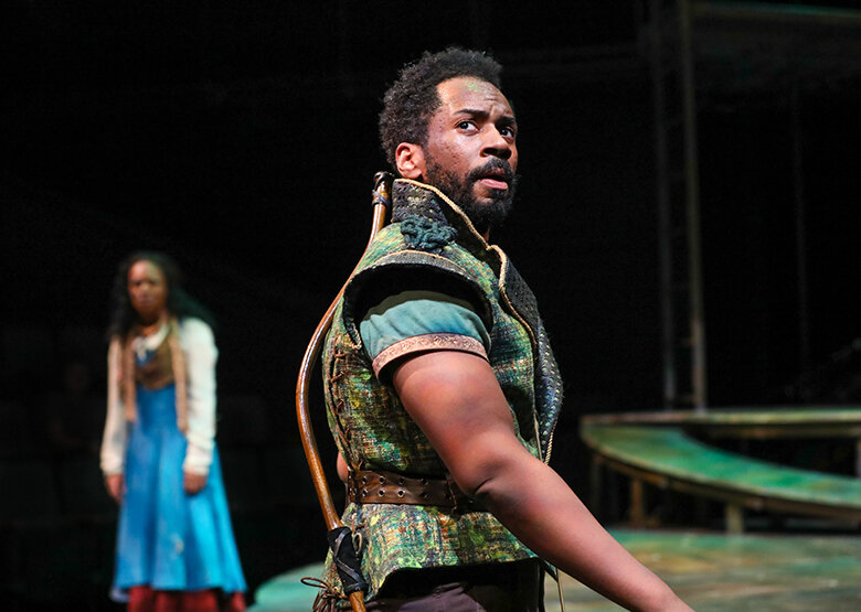  Joshua David Robinson in  Sherwood: The Adventures of Robin Hood  at Playmakers Rep. Photo by HuthPhoto.     