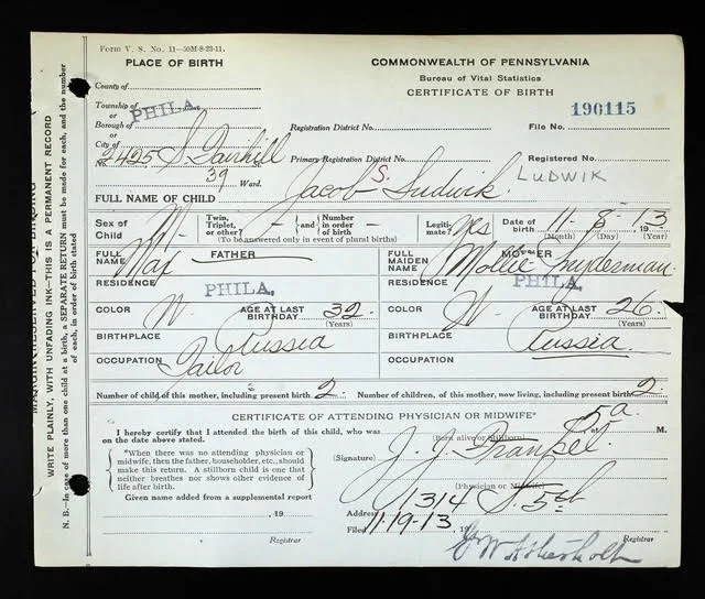 Jack Ludwig Birth Certificate.jpg