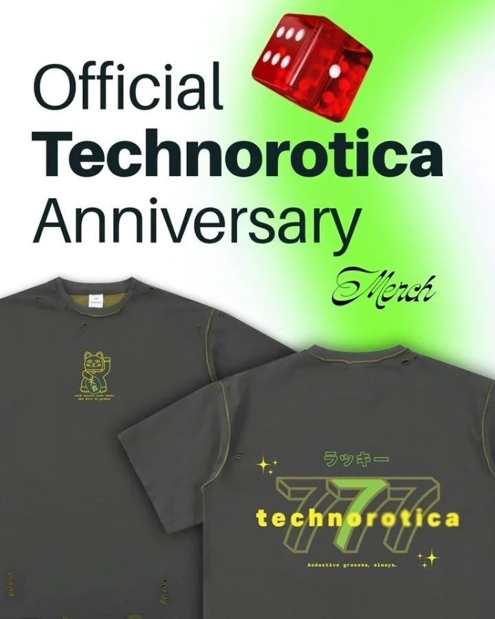 ✨NEW DROP ALERT ✨ Our latest Technorotica tee says it all: &ldquo;Luck dances with those that groove&rdquo; &mdash; designed by our very own @mars_the_dj . Catch her on deck tonight alongside Philip Evans kicking things off!

Limited quantities avail