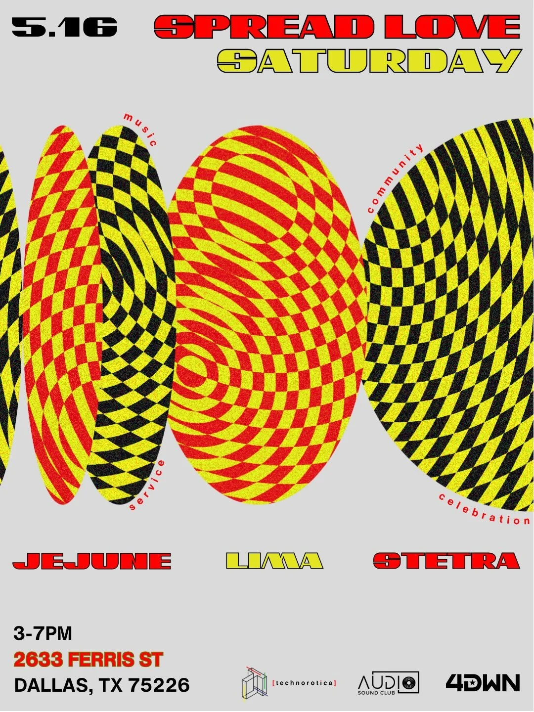 T O D AY // 3-7PM ☀️ find us at @4dwn_org for another celebratory groove today feat. sound selectas @jejune.tx @limajl and @stetra 

3-7PM // family friendly // no cover // shaded dance floor 

afterwards @shredthemic_ will be inside 8-10pm 🎙️ 

4DW