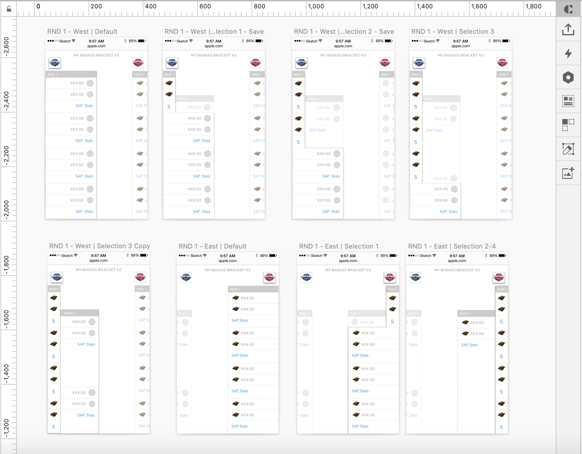 Bracket Creation Wireframes