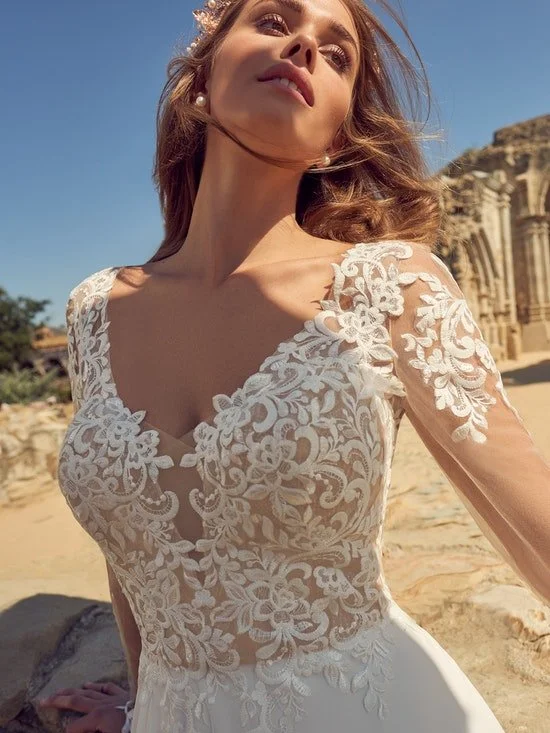 lattice lace wedding dress Claire Pettibone Trellis Long Sleeve in A-Line Silhouette Wedding Gown main image 0