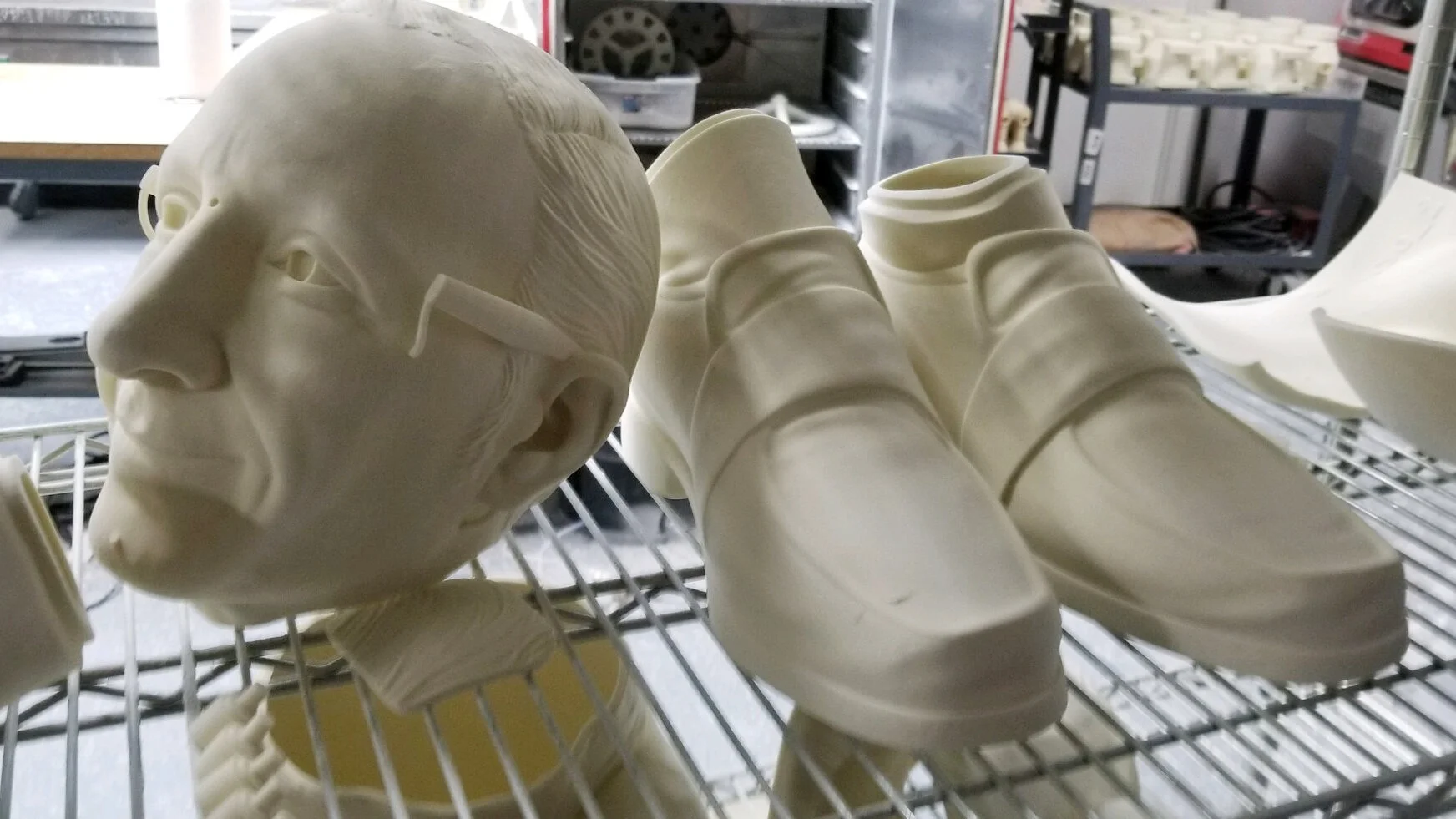  3D printed parts, printed in a clean-burning, wax-like material 