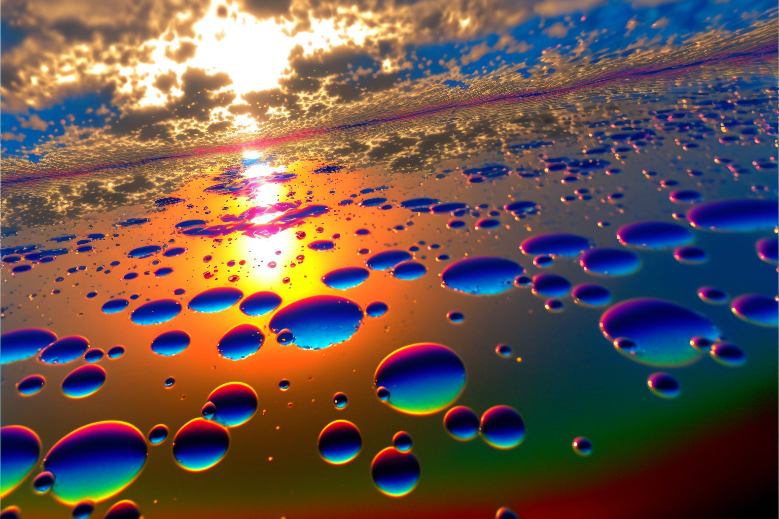  ”Sunlight is reflected in multiple colors off a group of invisible water droplets in the sky, with the reflected light waves showing from longest to shortest.” — Brandon Biggs 