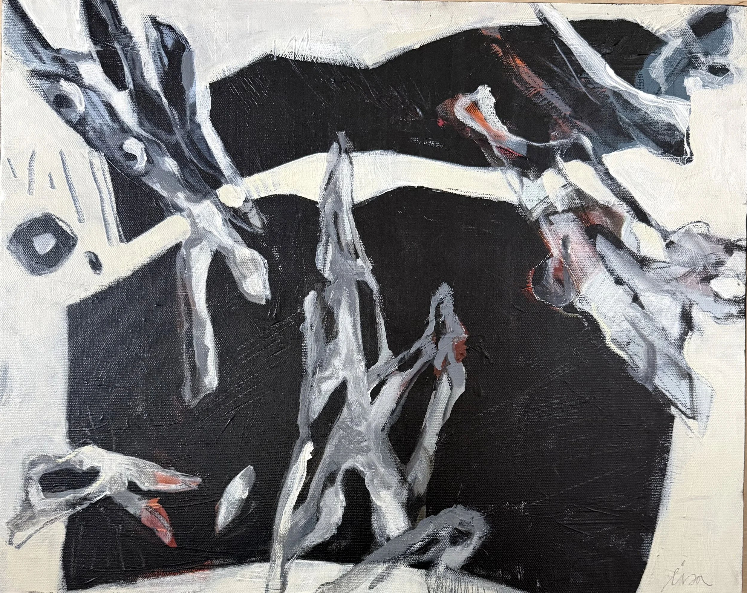 Black and White with Red - 16x20 canvas