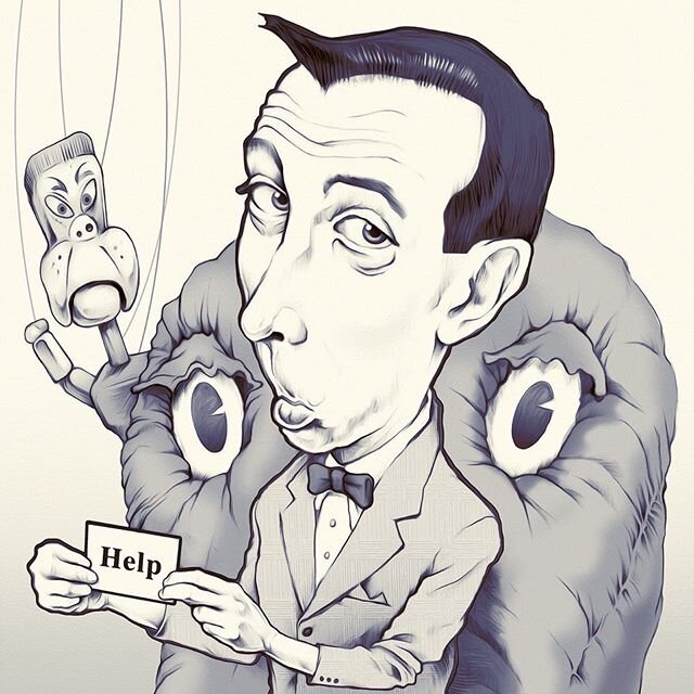 You all remember what to do whenever anybody says the the secret word, right? #peeweeherman #peeweesplayhouse #secretword #paintedwords #painted.words #illustration #pencildrawing #digitalart #childrensbookillustration #helpisontheway #peewee #mark_r