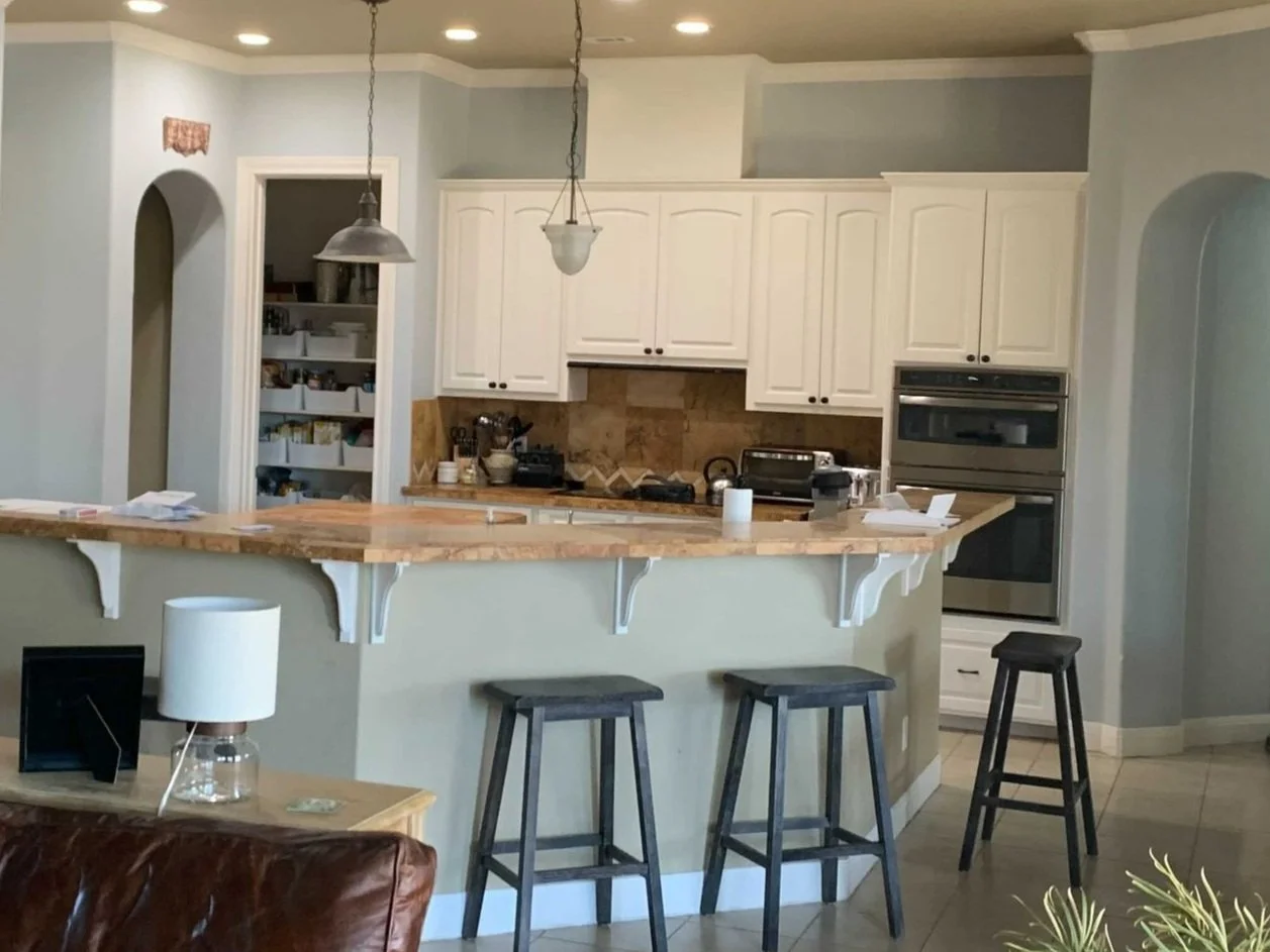 Transitional Kitchen With Traditional Detailing And Contemporary Lighting Kitchen Remodel by Longbow Construction project photo 2