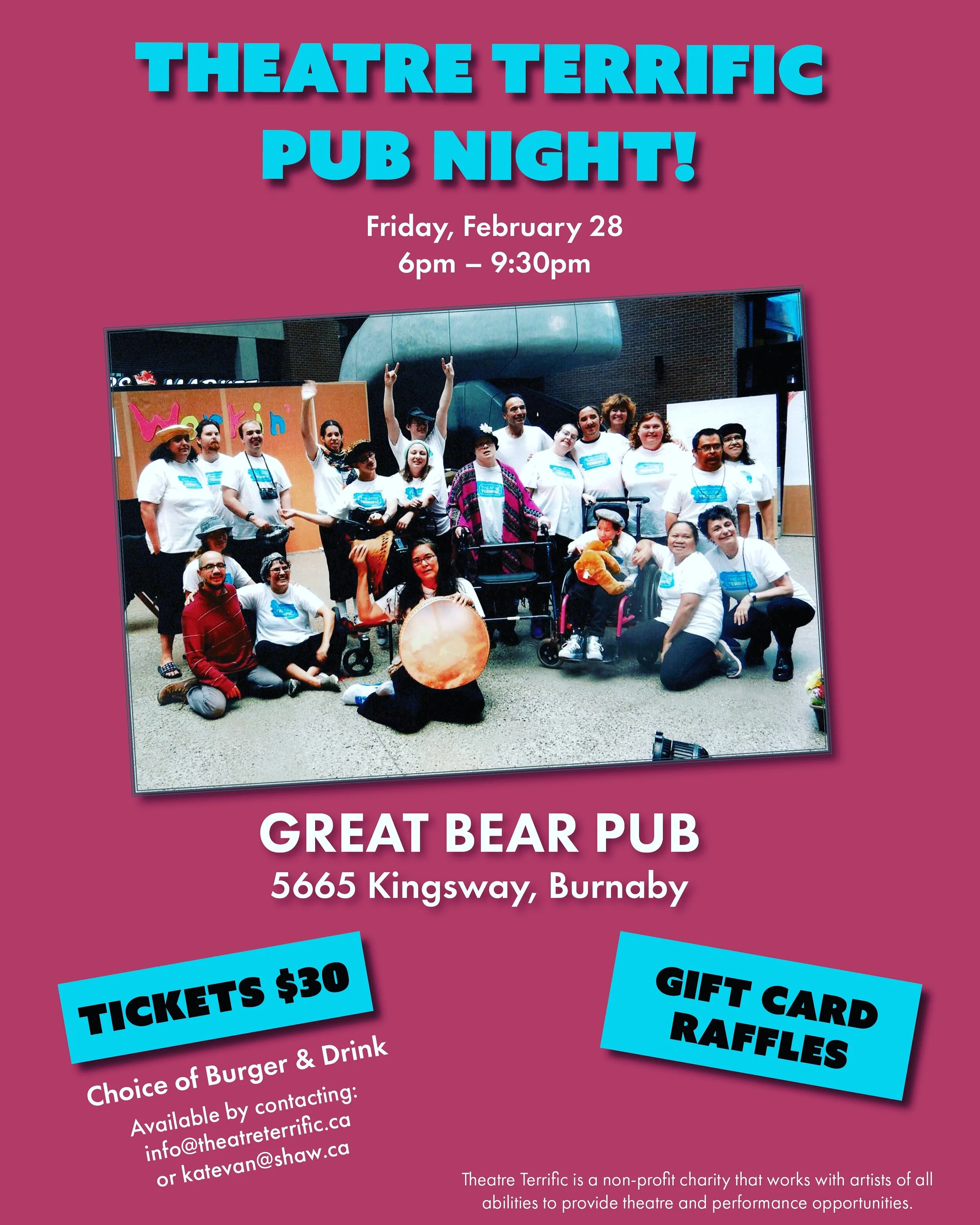 Theatre Terrific Pub Night Fundraiser!