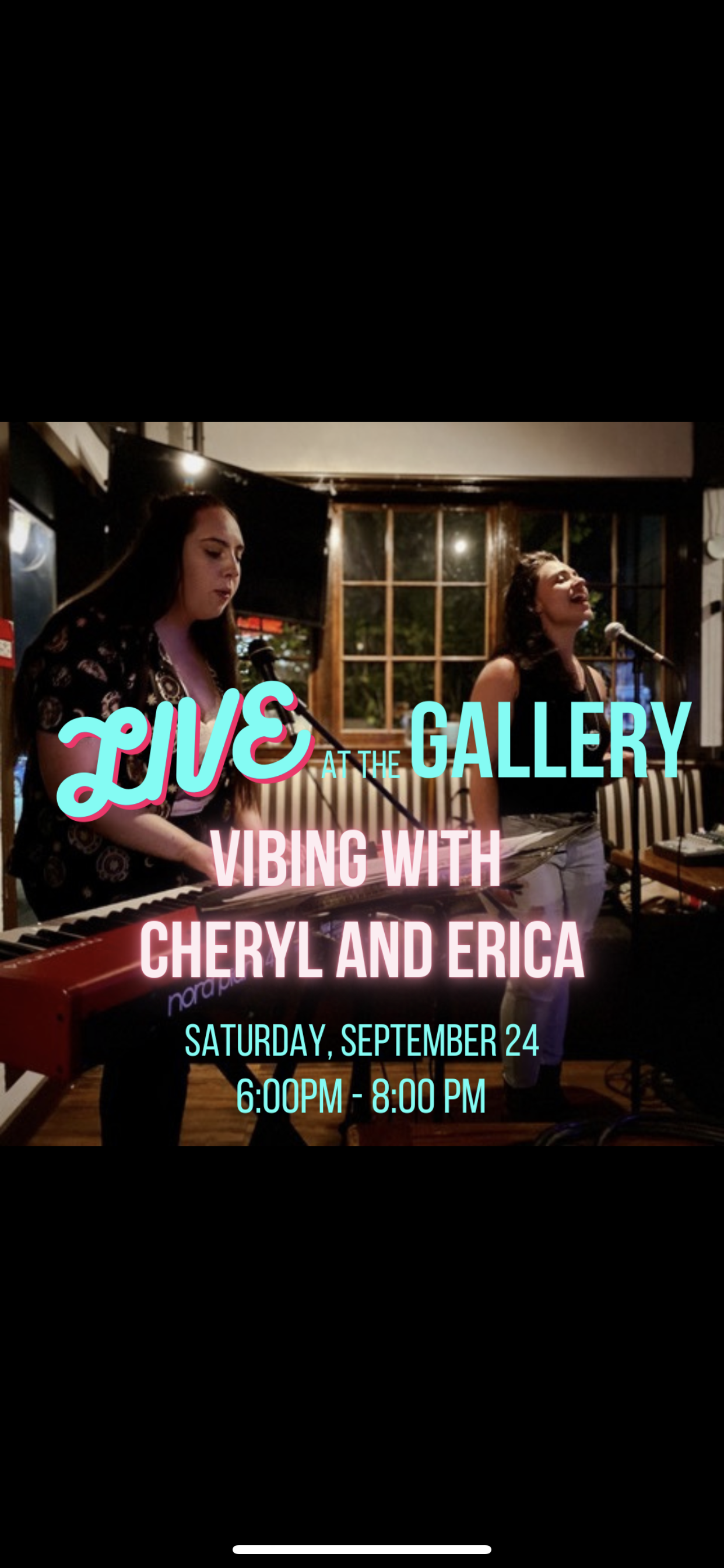 Live at the Gallery Sat, Sept 24!