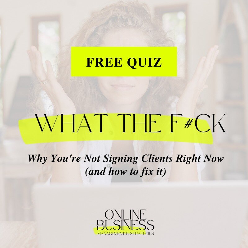 Feeling stuck in how to sign clients &amp; make your business dreams reality? 

I've been there too and understand how frustrating it can be. But you're not alone, and there's light at the end of the tunnel! 

That's why we've created this FREE quiz 