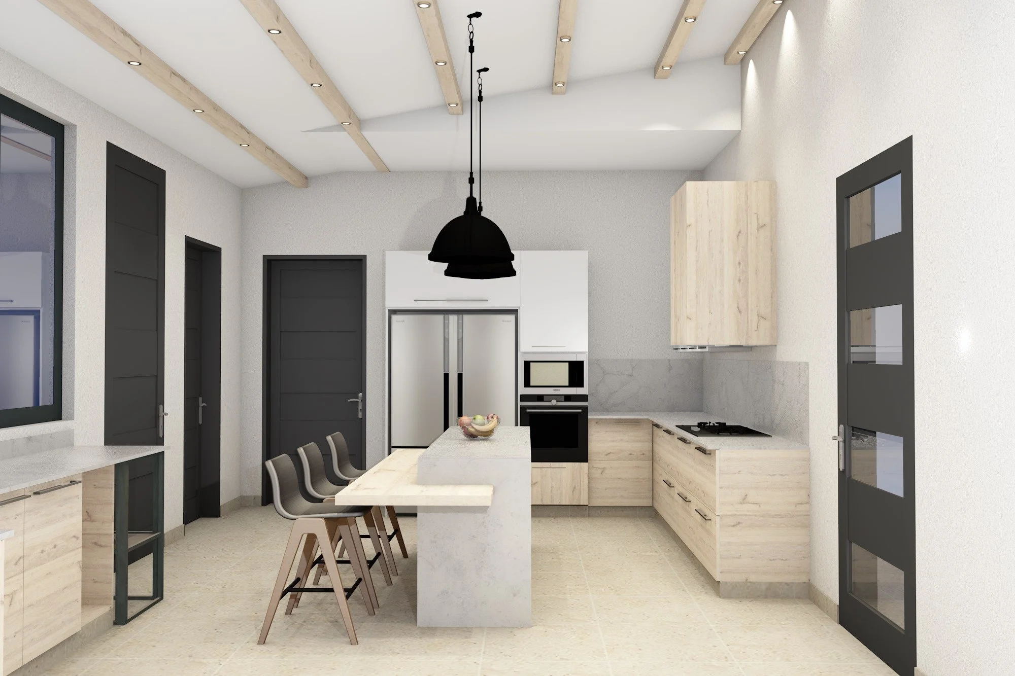 Eldama Residential Kitchen Minimal Modern Black Accents Granite Counter Open Plan Breakfast Interior Design Architecture Kenya (3).jpg