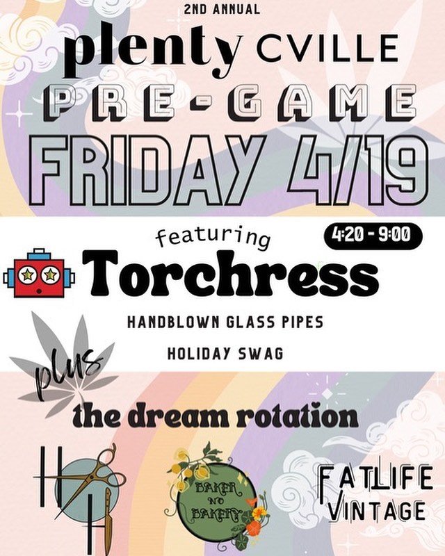 SAVE THE DATE! 💚 Friday 4/19 @ 4:20-9:00 💚 you already know we are throwing down for the holiday! join us for our second annual 4/20 pre-game pop-up @ the plenty kitchen! we are honored to host your favorite local glassblower @torchress with glass 