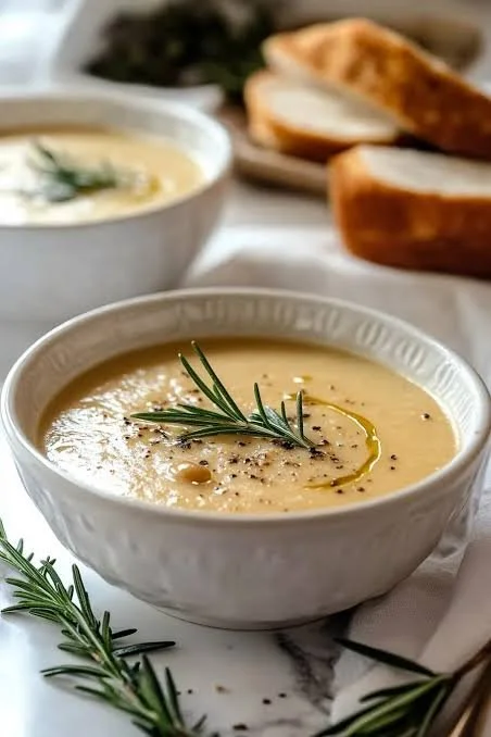 creamy roasted garlic white bean soup