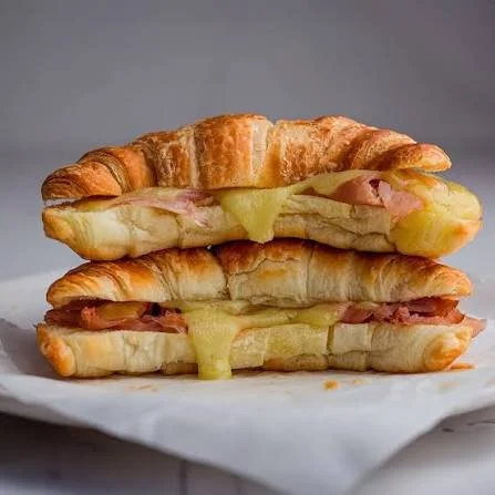 ham + cheddar croissant w/ mustard apple chutney
