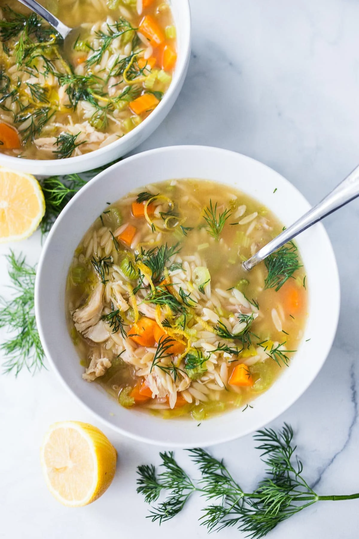 lemony chicken + orzo soup