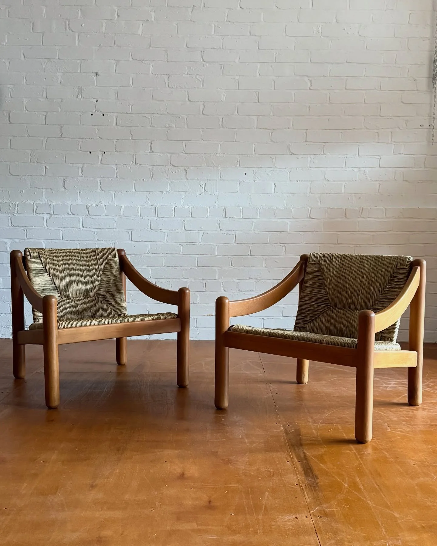 A super rare pair of Carimate Lounge Chairs, Model 930 designed by Vico Magistretti in 1964; produced by Cassina, Italy. 
This pair were acquired from the estate of the late Dame Mary Quant following her passing in 2023.
They have been thoughtfully