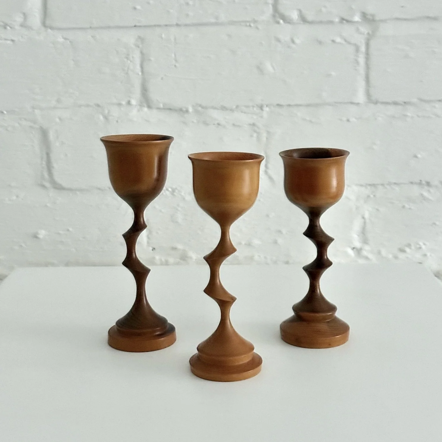 TRIO OF HAND-TURNED GOBLETS
