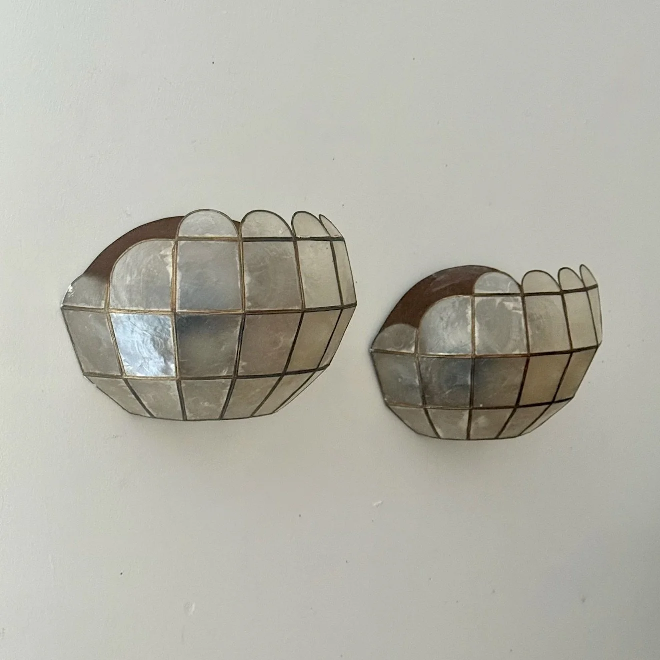 Pair of Capiz Shell Wall Lamps