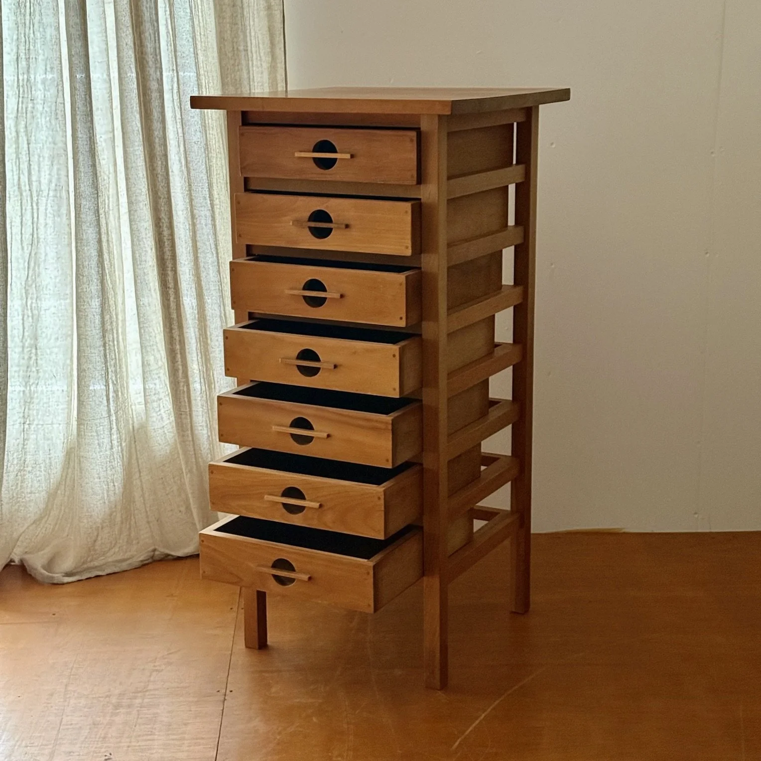 J1 Series vintage drawer in cherry wood with exposed frame