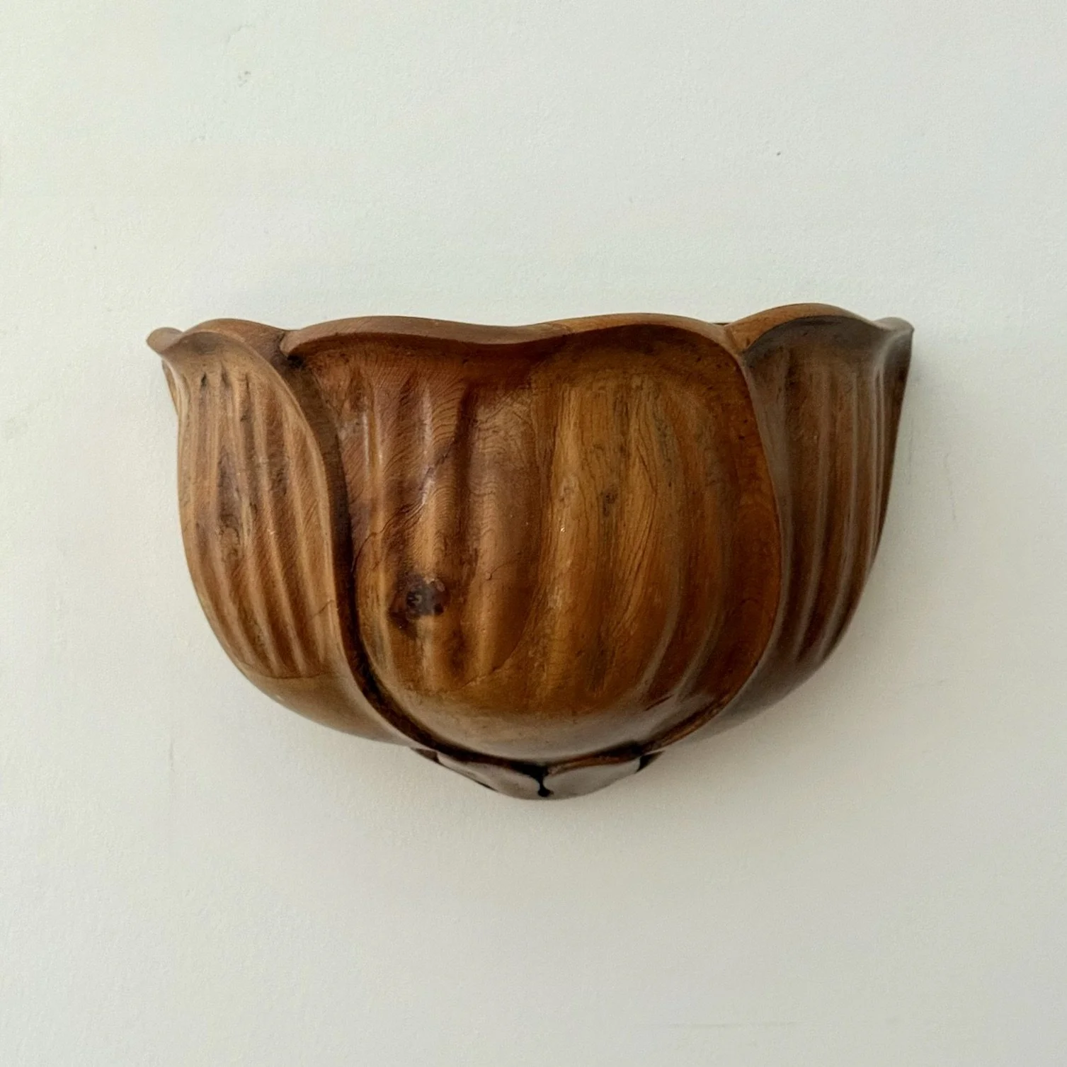 Carved Wood Wall Vase