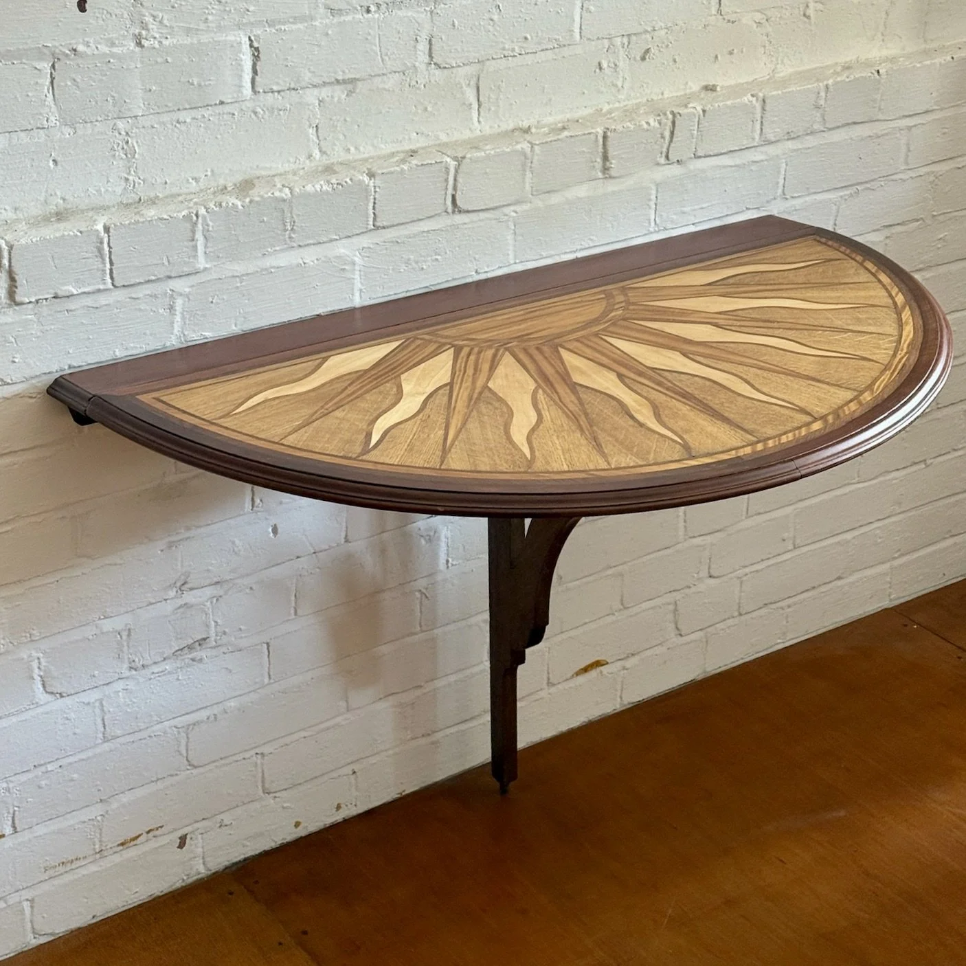 Half Moon Sunburst Marquetry Table
