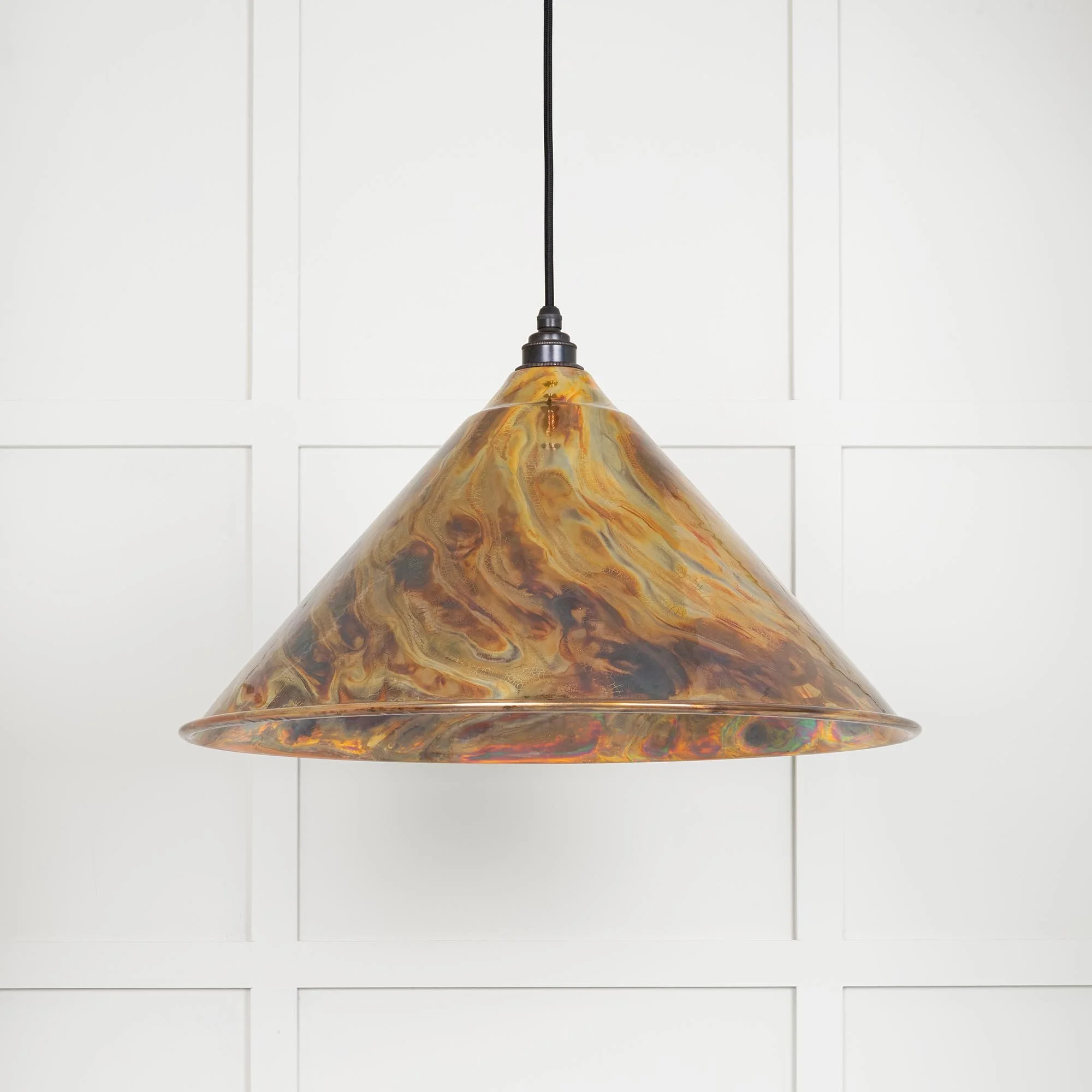 Hawthorne burnished pendant light, a unique statement lighting piece with warm, textured finish