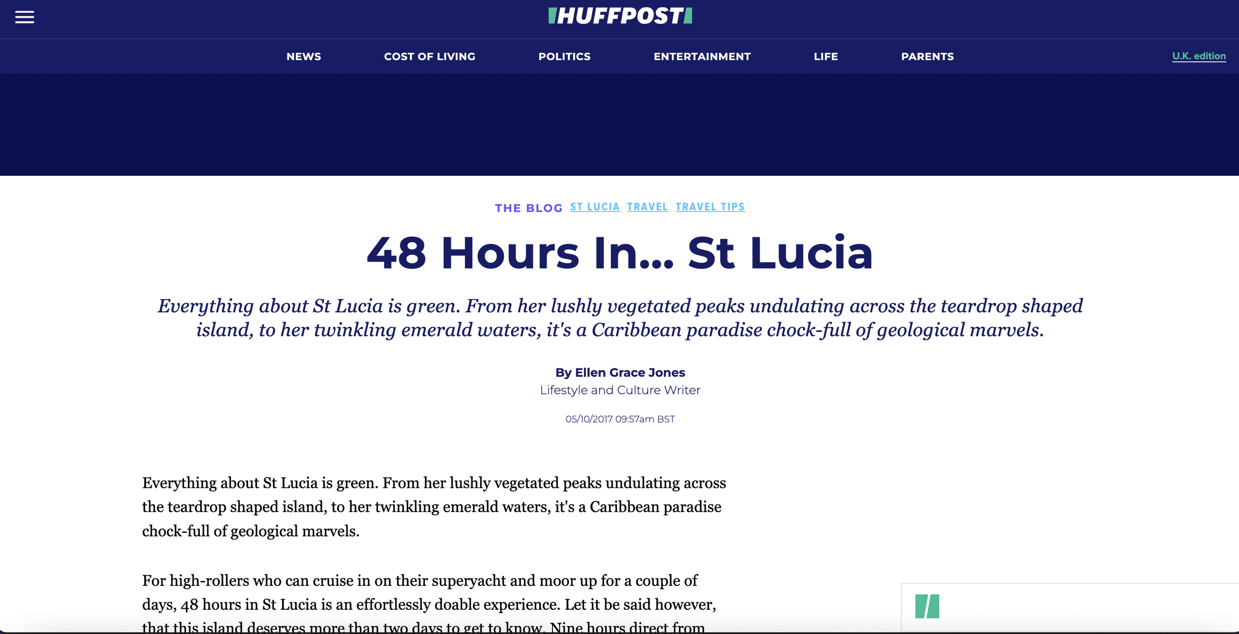 Huffington Post | 48 Hours in St Lucia