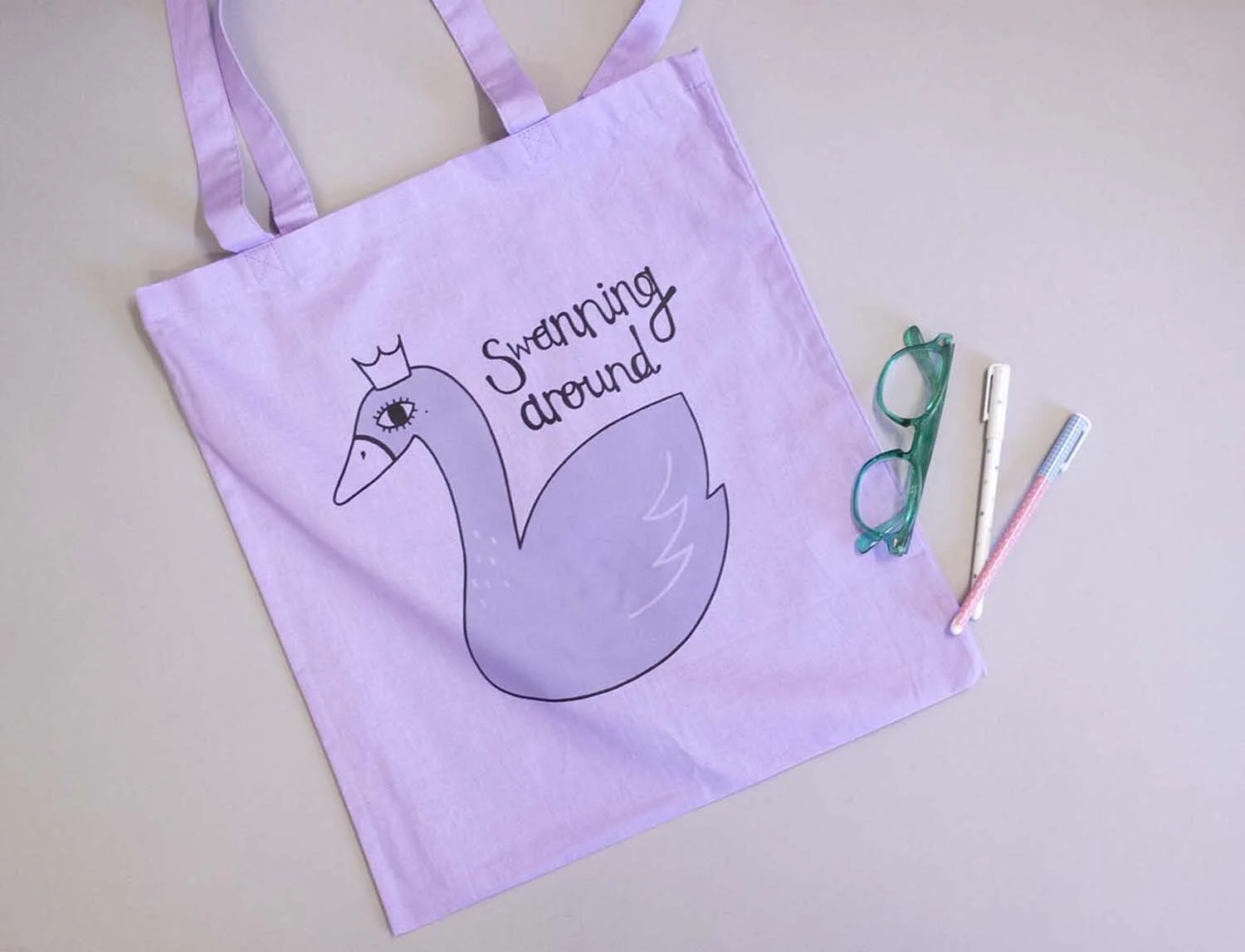 swanning around reusable shopping bag