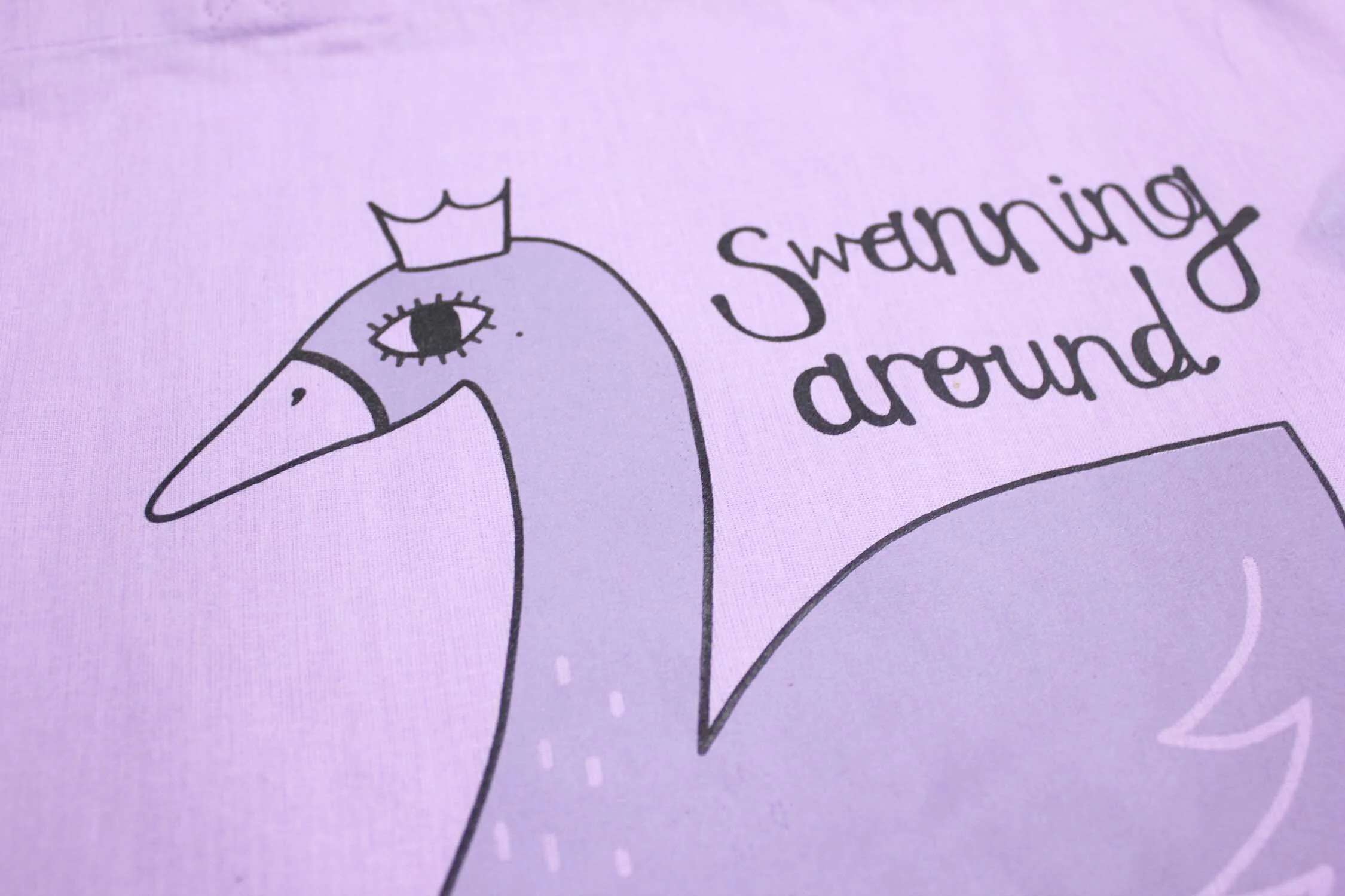 close up of screen printed tote bag