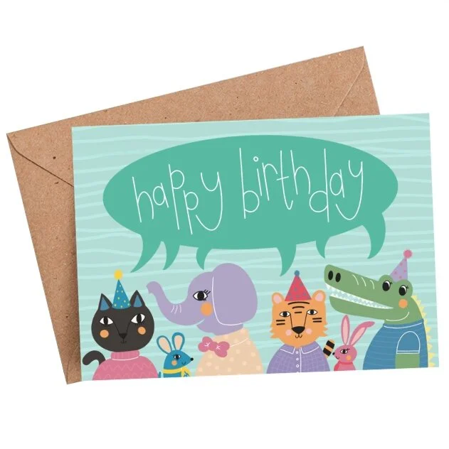 Animal Birthday Party Card for Kids
