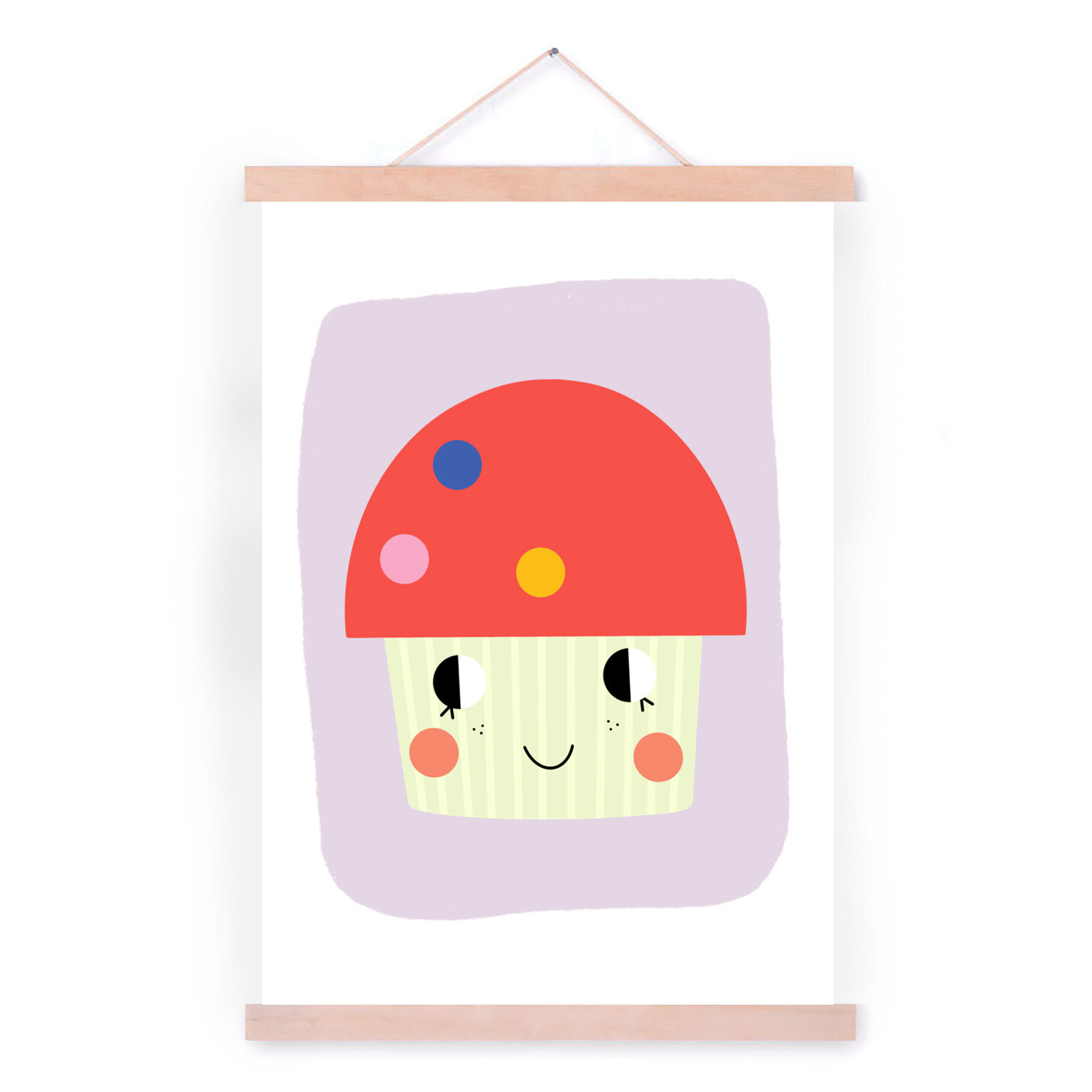 Cute button mushroom/ toadstool illustrated print for kids