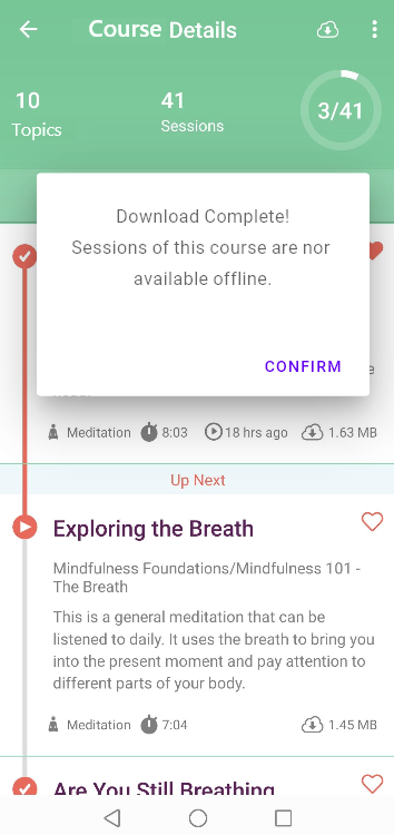 Download action pop-up