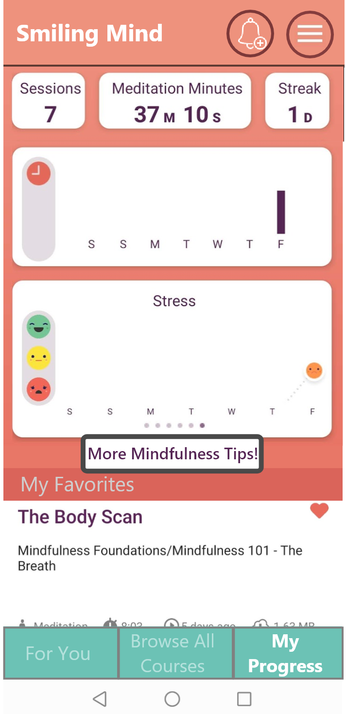 New Menu and “My Progress” tab based on First Click analysis of the mid-fi prototype, as well as results from several other research explain in this analysis