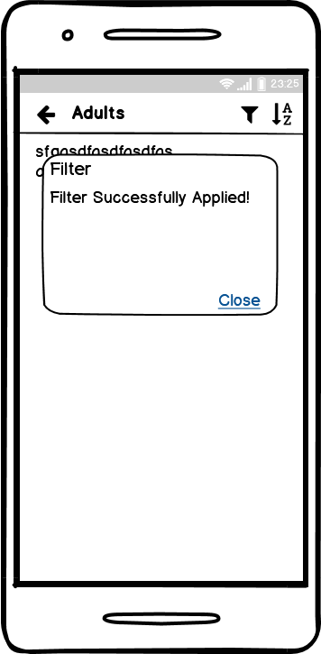 Filter pop-up warning mid-fi prototype